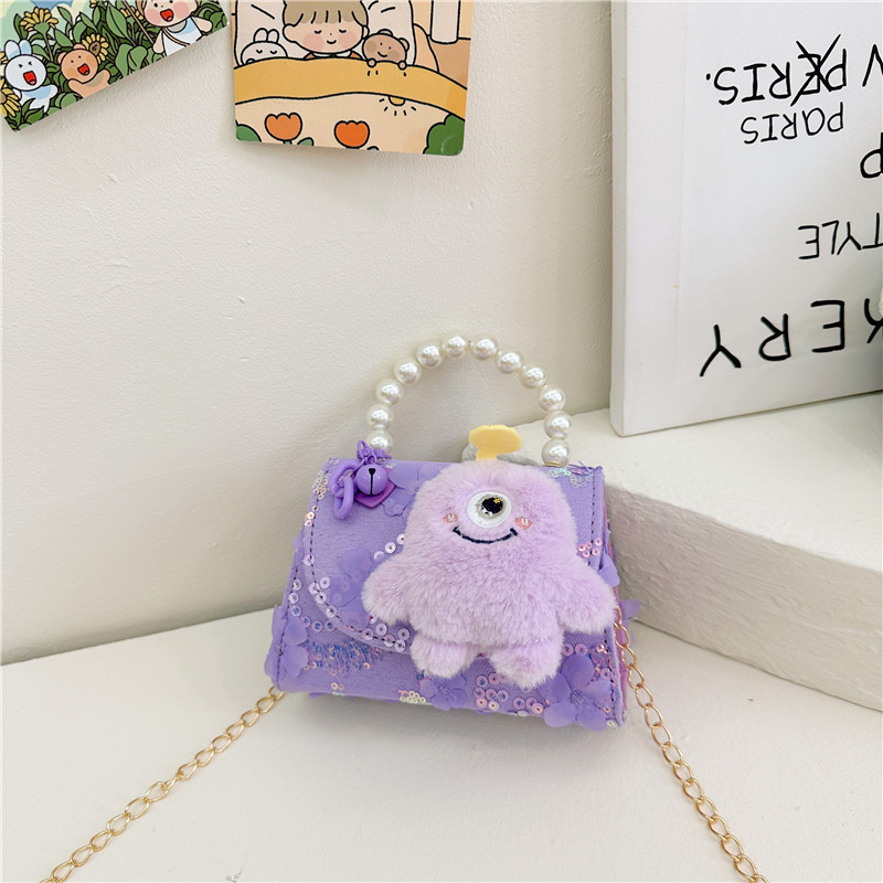 Nueva princesa de dibujos animados bolsos infantiles lindos bolsos de arco de moda chica perla bolsos de hombro