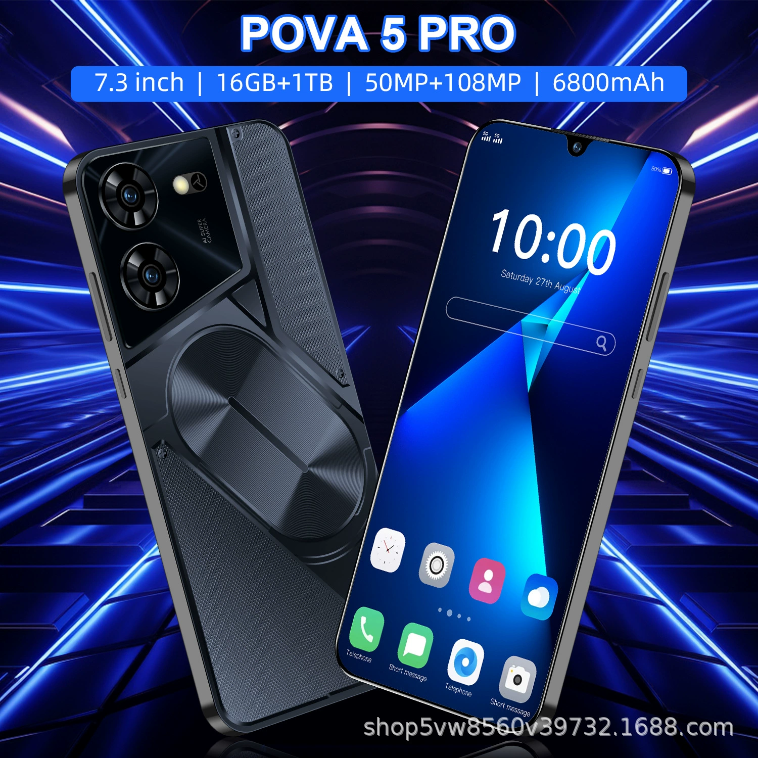Новый POVA 5 Pro кросс-бордер мобильный телефон 16+1 ТБ большой памяти всё-в-одном фабрика внешняя торговля кросс-бордер смартфон