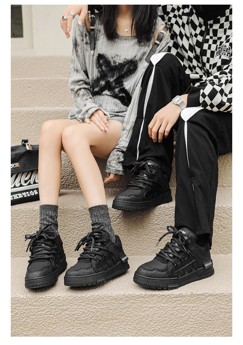 6109 male 6110 female plum blossom board 36-44 niche couple style high street American black samurai bread shoes_voghion.com
