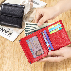 本革ショートタイプクラシック財布レディース高級感収納バッグトップ層牛革財布多機能カバン小銭入れ