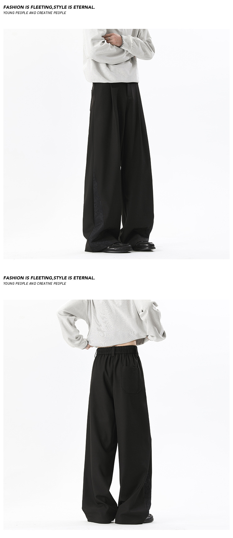 Men's Chinese-style Casual Trousers With Dark Pattern Splicing_voghion.com