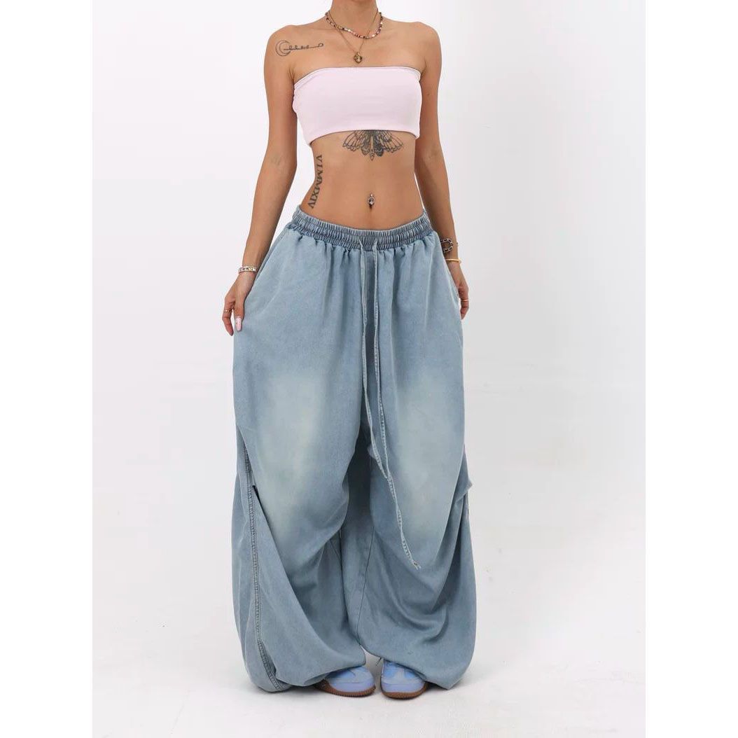 Cross-Border European And Versatile Jeans For Women 2025 American Retro High Street Wide-Leg Loose Long Pants Trendy Ins_ecoleips.com