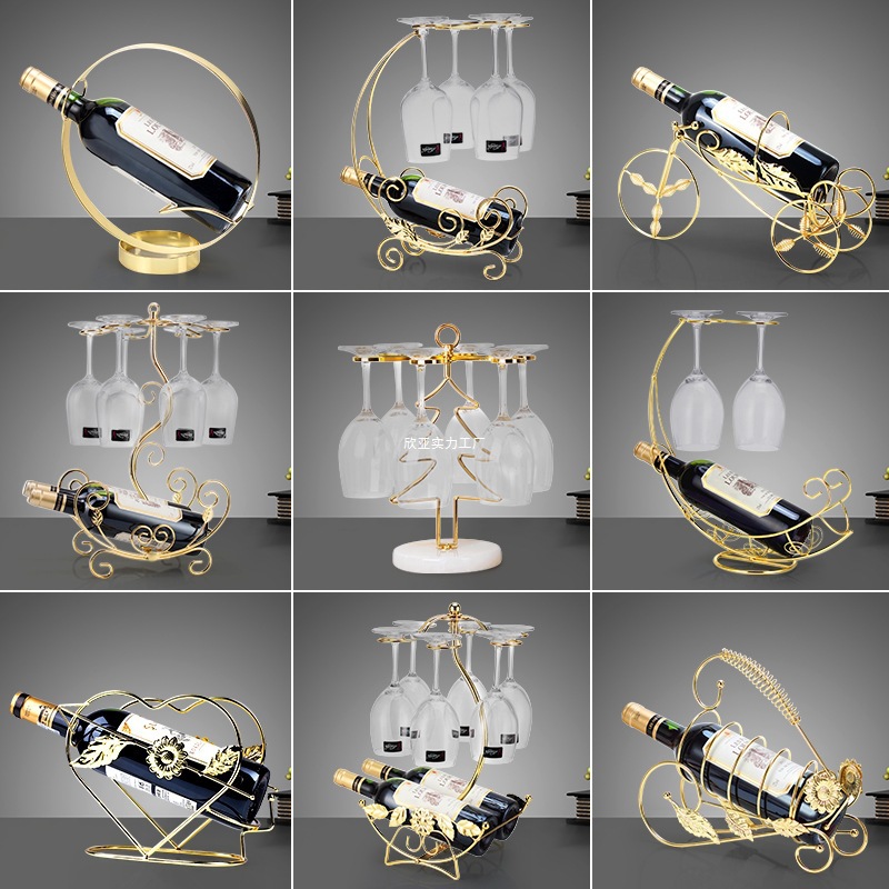 Light Luxury Style Golden Wine Cabinet Decoration Wine Rack Ornaments Wine Rack Wine Glass Rack Upside down Home Wine Rack