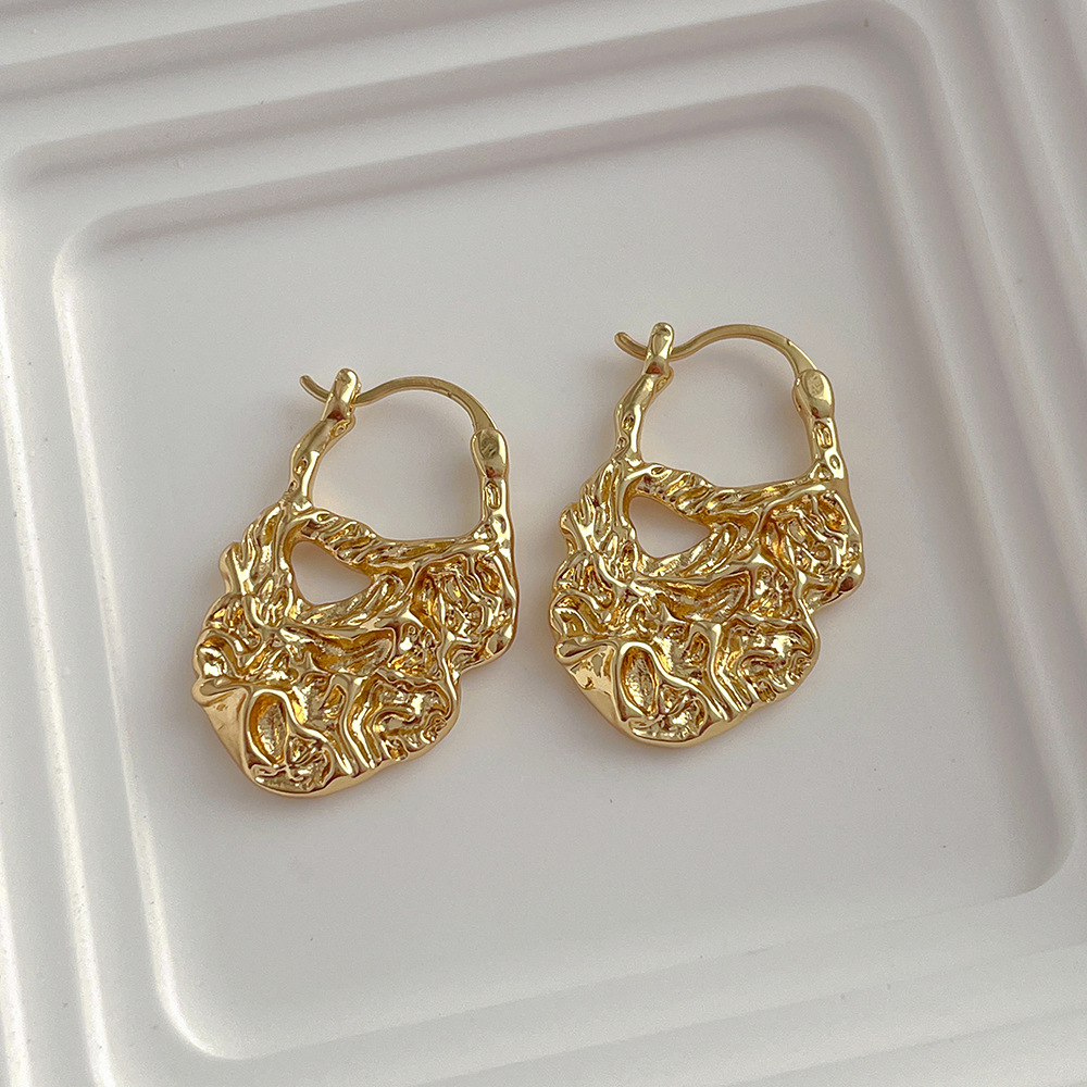 INS Style Solid Color Copper Irregular Plating Earrings 1 Pair