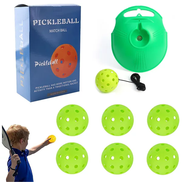 Pickleball Set 40-Hole High-Elastic Pe Perforated Ball Beginner Practice Single-Player Pickleball Trainer with String