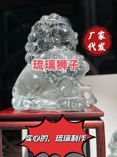 New Chinese style glass transparent amber lion model house sales office home living room mascot town house decoration ornaments