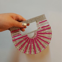 晚宴會鏤空菜籃子包閃亮不靈鑽石銀色迷你亞克力水鑽手拿斜挎包女