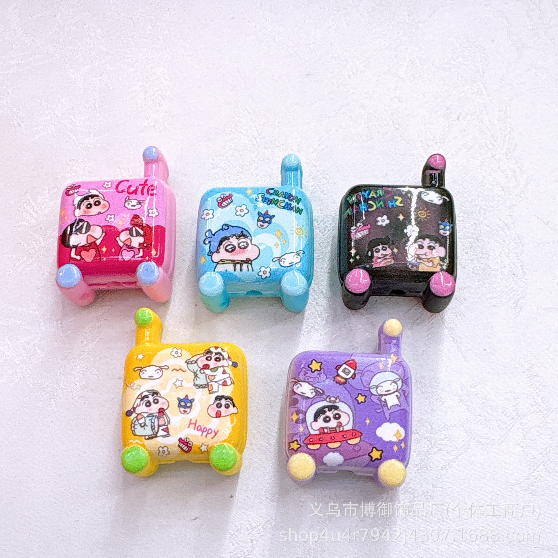 Double-Sided Stereo Cartoon Print Crayon Shin-Chan Suitcase Beaded DIY Mobile Phone Chain Key Bag Chain Jewelry Accessories