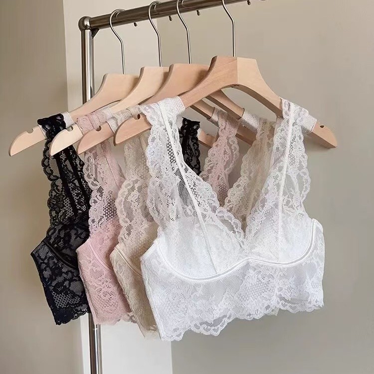 High Luxury Underwear Women's Big Chest Small French Thin Beautiful Back Sexy No Steel Ring Vest Style Women's Bra