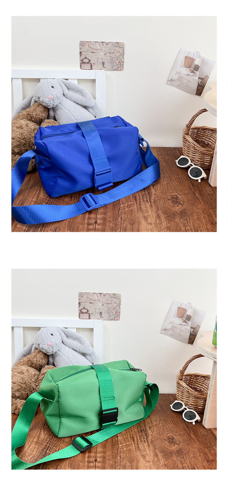 Kid's Medium Nylon Solid Color Fashion Zipper Crossbody Bag display picture 2