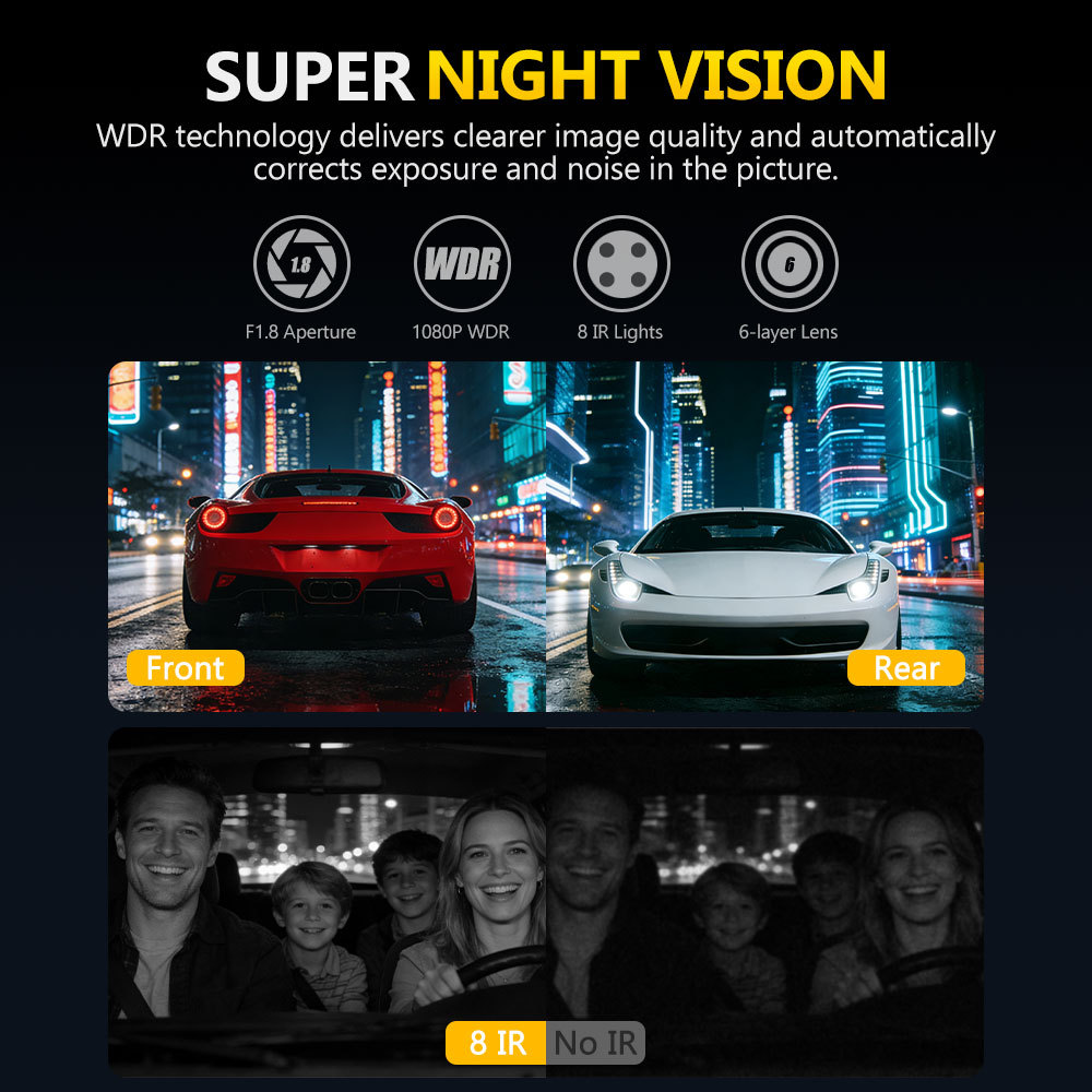 Cross-Border Four-Lens Dash Cam with Wifi Connectivity, Full-Range Monitoring of Front, Rear, Left, and Right Sides, and Night Vision