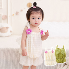 idea嬰兒夏季新款小童韓版套裝女寶寶周歲公主吊帶短褲兩件套3191