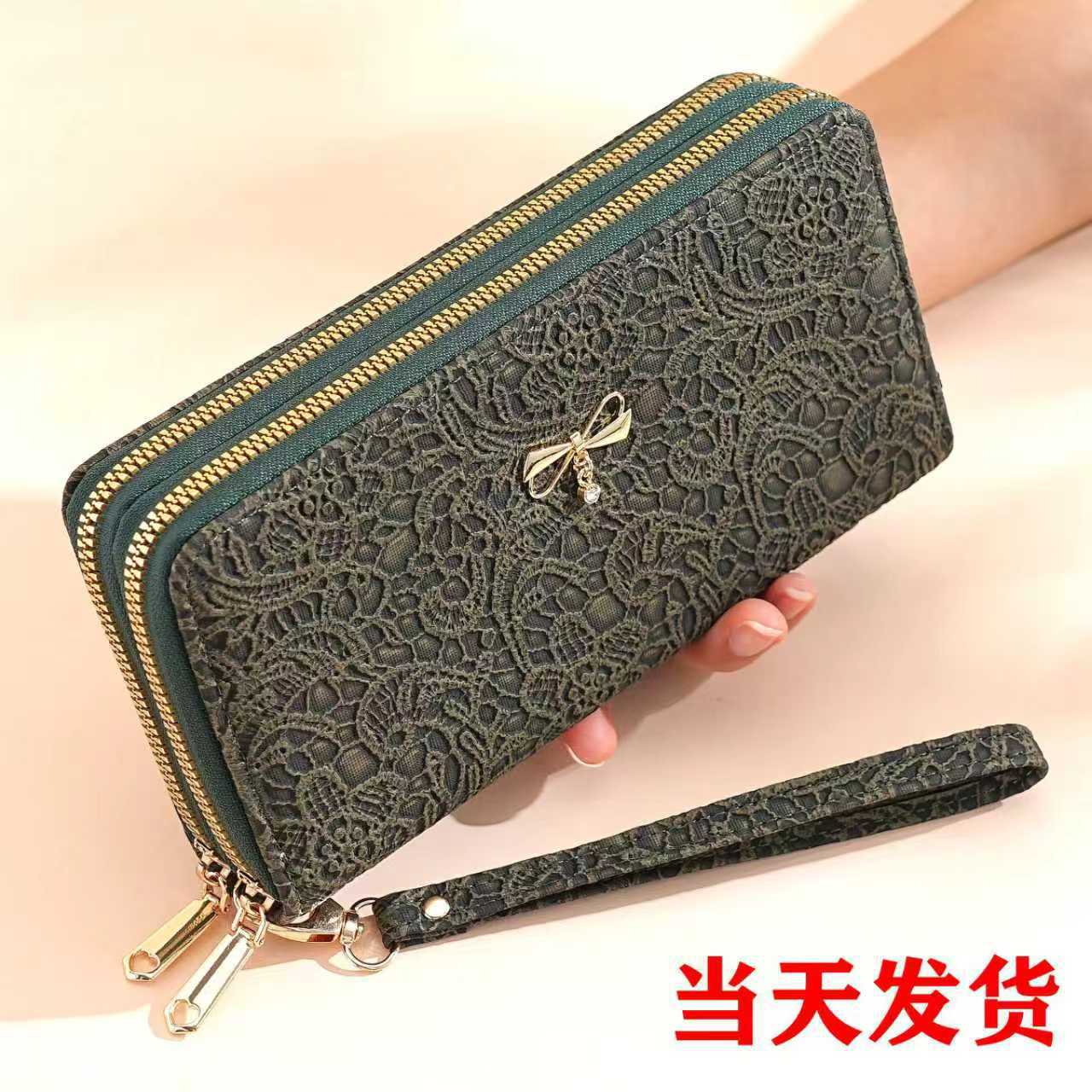 Cartera de mujer de gran capacidad nueva bolsa de mano transfronteriza de venta caliente doble cremallera cartera de mujer cartera de alta calidad