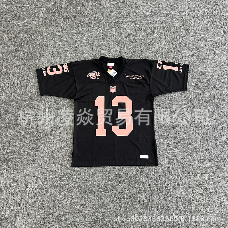 Syna World High Street No. 13 Jersey Short-Sleeved Mesh Breathable Rugby Basketball T-Shirt Sports Half-Sleeve Trendy