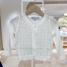 YD韩版童装夏款女小童宝宝棉线轻薄针织开衫空调衫毛衣WT6042903