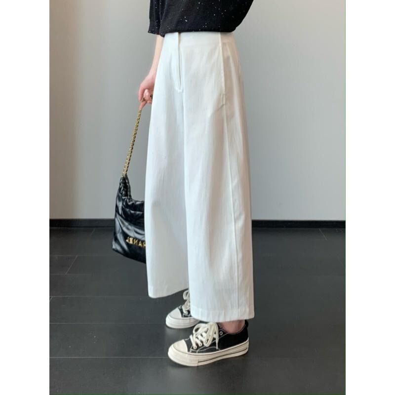 Linen Balloon Pants~Super Slimming, Easy to Wear, Stylish, Lightweight, Drapey, Simple Nine-Point Pants, Milk Tea Color, Summer H051215
