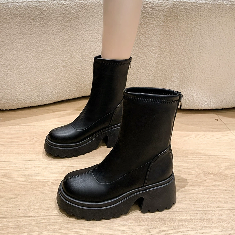 Ботинки Martin с толстой подошвы женские сапоги в британском стиле короткие сапоги осень-зима новая застежка-молния маленький челси тонкие сапоги