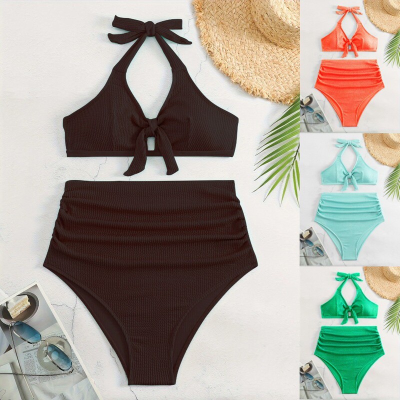 Pregnant Women's plus size Swimsuit Women's European and American Solid Color Fashion Belly Covering Huludao Swimsuit Hot Spring Vacation Tight Swimsuit