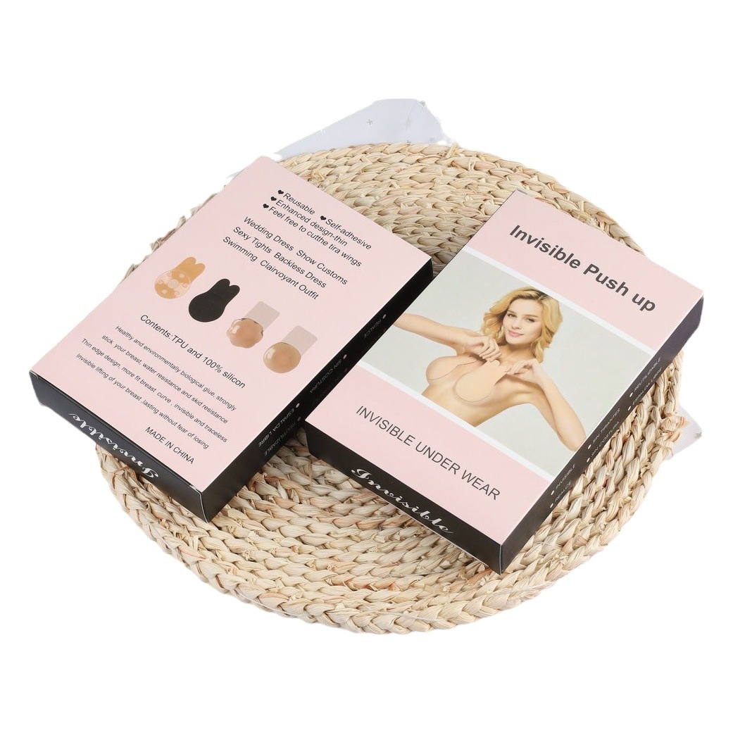 Fábrica al por mayor de orejas de conejo pegatinas de levantamiento de pecho pegatinas de levantamiento de senos pegatinas anti-exposición sujetador invisible soporte superior sujetador de silicona transfronterizo