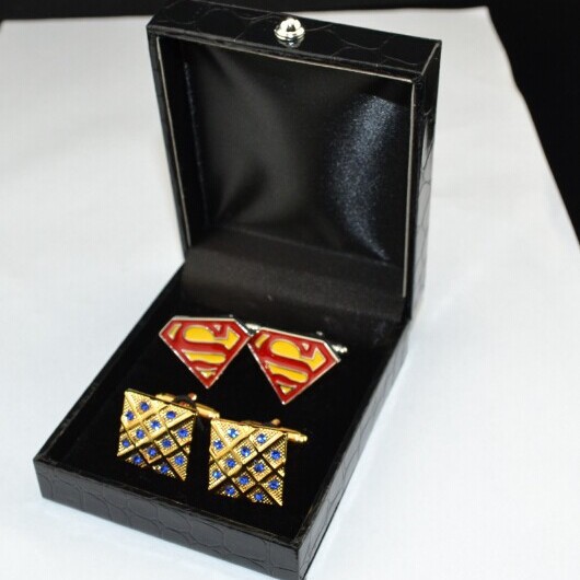 【2对】2对盒空袖扣盒可装两对袖扣礼盒精品pu皮cufflinks/b01-2