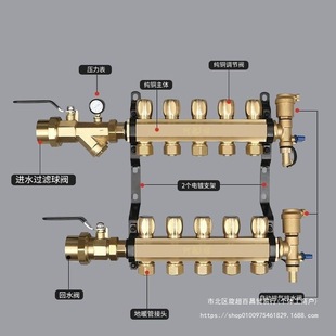 Rifeng Thickened General New Geothermal Water Split All Copper Large Diameter Large Flow Household Floor Heating Quality Warranty