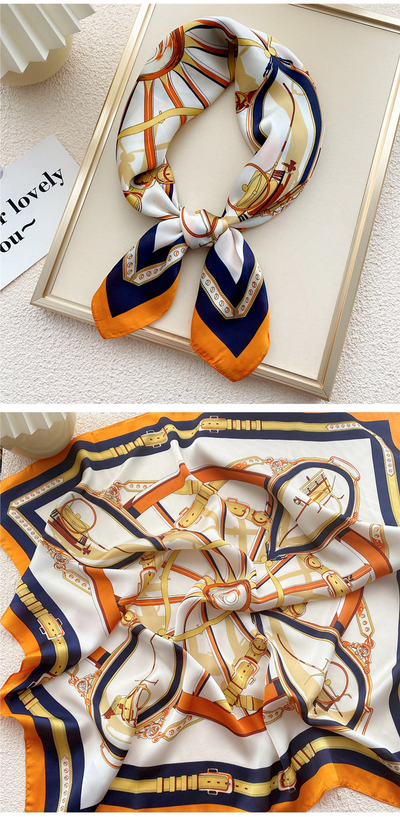 45g Weight Silk Scarf Classification Daily Occasion Polyester Material Geometric Pattern All Seasons Season Women's Gender Printing Design Elegant, Sweet Style Women's Elegant Sweet Geometric Polyester Printing Silk Scarf 18