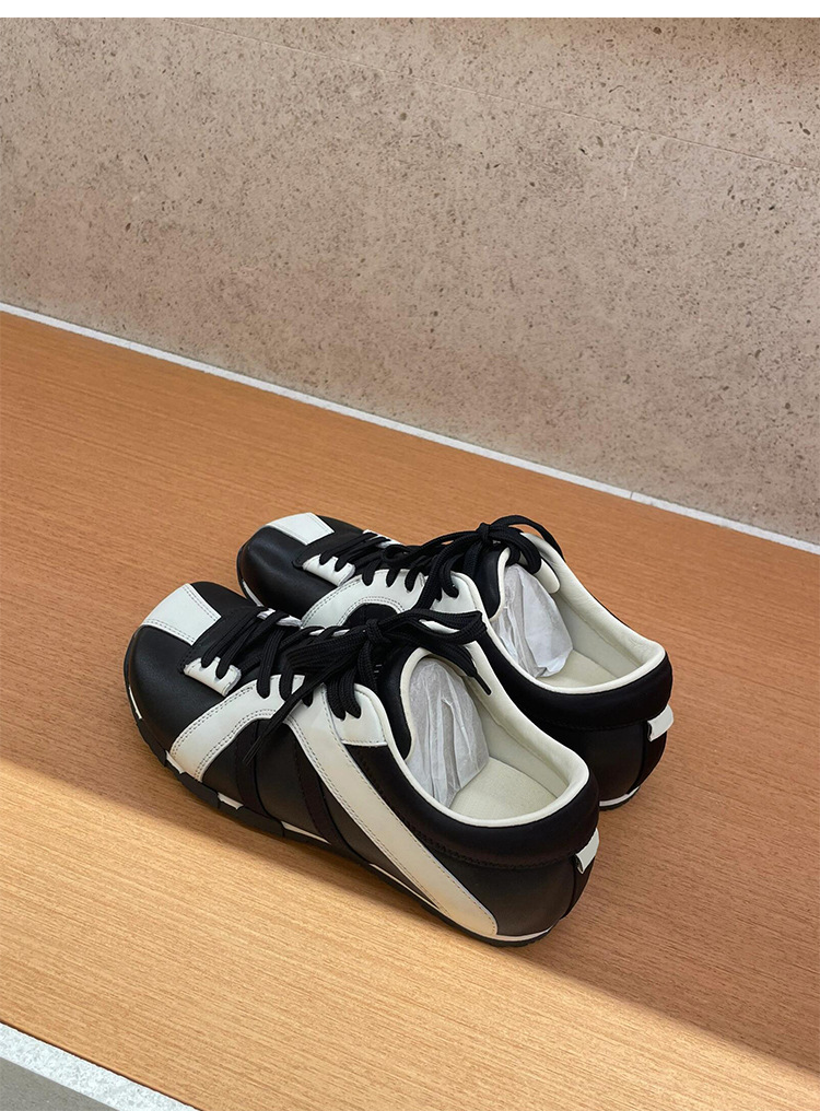 Versione coreana di nicchia con blocchi di colore, allenamento tedesco da donna, con suola spessa, in pelle, da golf e da bowling, casual_voghion.com