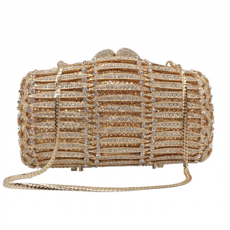 * Nuevo paquete de cena de diamantes transfronterizos caja metálica hueca bolsa de diamantes bolsa de mujer bolsa de vestido de fiesta bolsa de mano