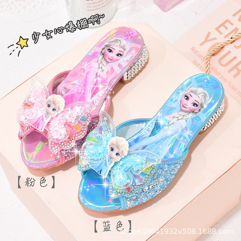 Zapatillas de tacón alto para niñas Aisha zapatos de cristal para niños lindos de moda de verano pequeña princesa niña Zapatillas Nuevo