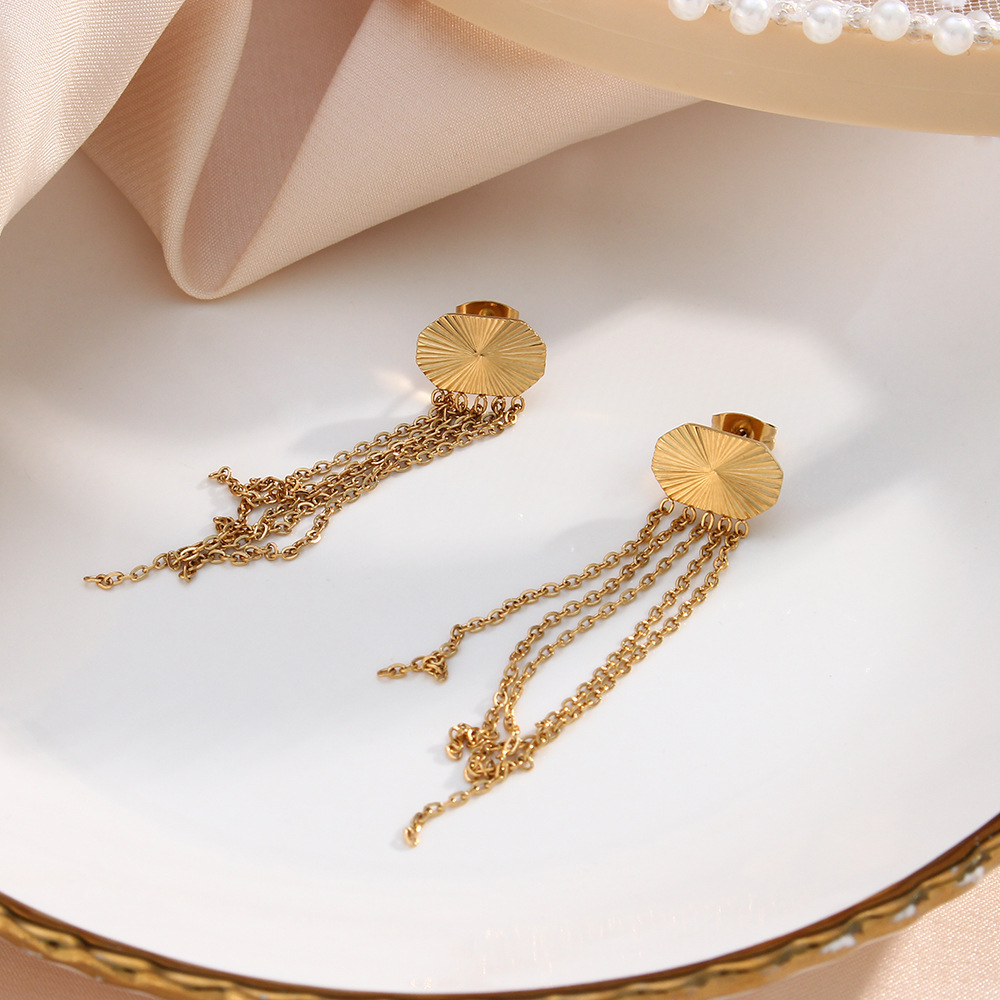 Fashion Tassel Stainless Steel Drop Earrings Stainless Steel Earrings display picture 2