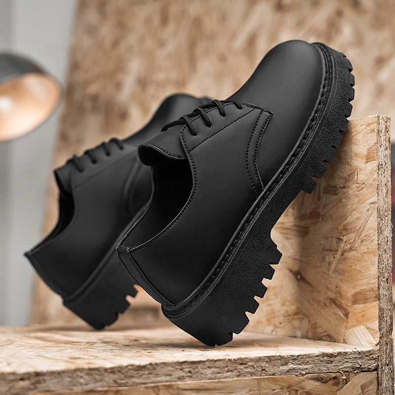 En nombre de los zapatos Derby, nuevos zapatos de cuero de cabeza grande mate de otoño, zapatos de hombre de suela gruesa casuales británicos de nicho, zapatos Martin de moda image 5