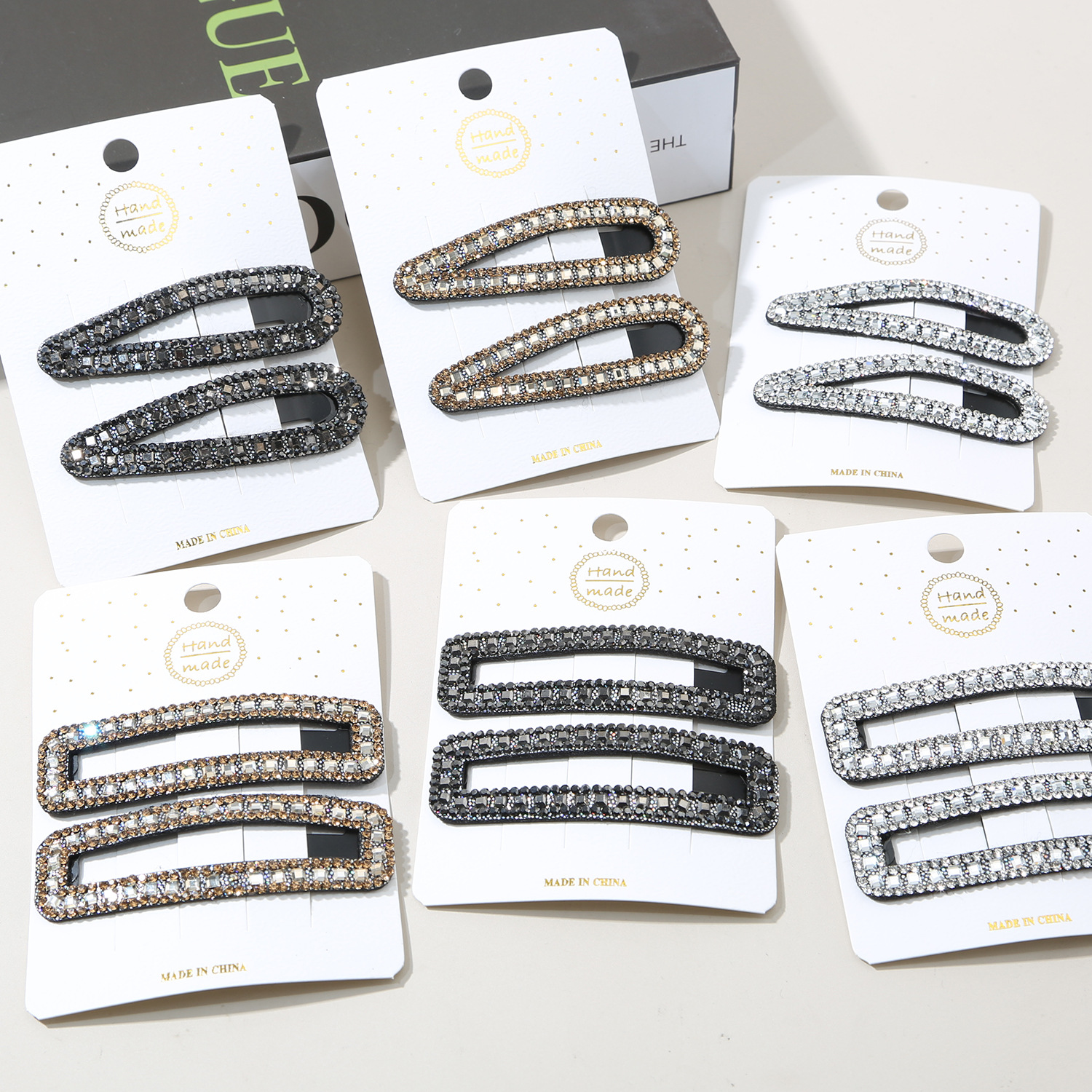19g Weight Hair Clip Hair Accessories Type Rhinestones Inlay Material 1 Pair Quantity Iron Material Water Droplets, Rectangle Pattern Women's Gender Rhinestone Hair Clip Set For Women Side Bangs One-word Hair Accessories BB Clips Hair Clips Back Of Head Edge Clips 5