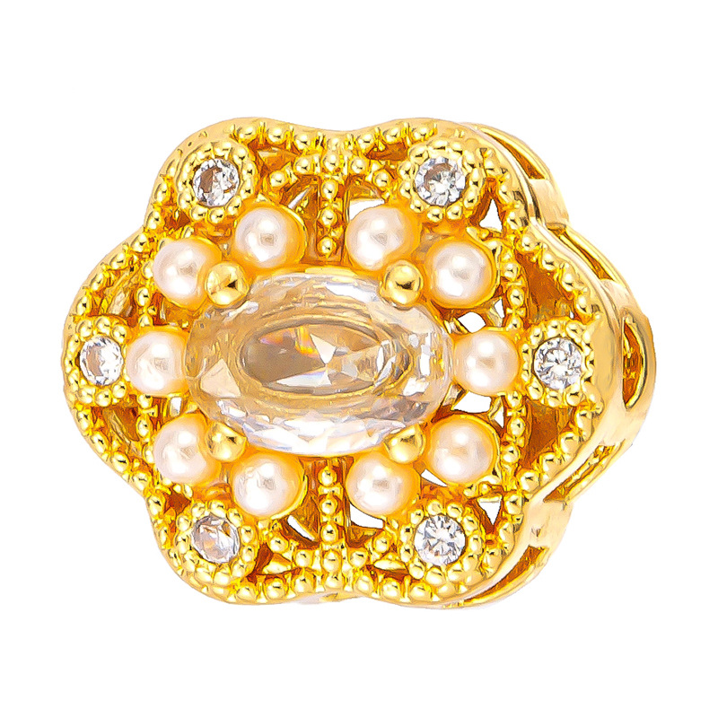 Colgante de cobre micro incrustado Gufasha oro goteo de aceite perlas de transferencia DiDi con perlas de acessorios de perlas huecas fábrica de perlas al por mayor