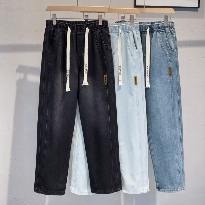 Vaqueros lavados y trapeadores de cuatro estaciones, estilo de Hong Kong, pantalones rectos sueltos, ropa de trabajo, pantalones casuales, pantalones para niños y niñas