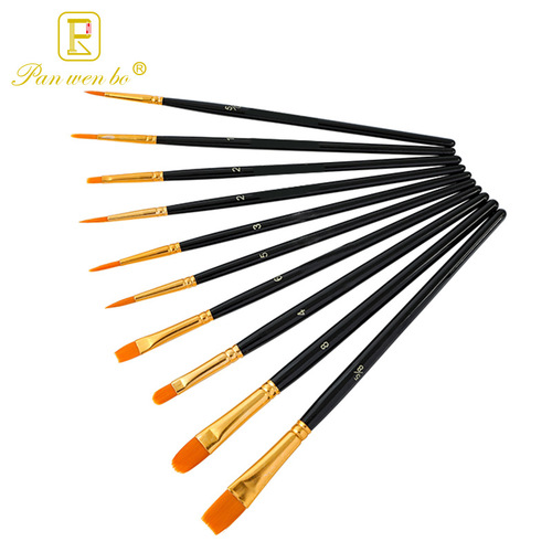 Panwenbo Oil Paint Brush 10 Pack Pearlescent Blue Nylon Paint Brush Hook Line Pen Watercolor Water Chalk Set Wholesale
