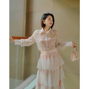 High-End Heavy Embroidery Fashion Versatile High-End Design Niche Trendy Brand Mesh Top for Women-8112+ Camisole