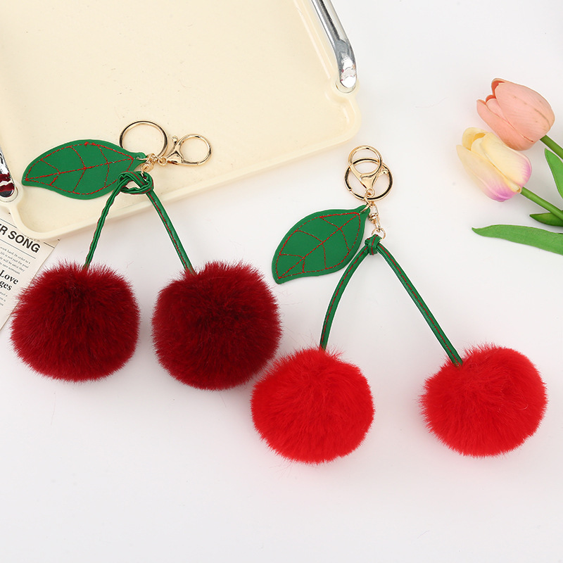 Soft Cute Plush Cherry Keychain Lazy Rabbit Hair Double Fruit Three-dimensional Full Shape Healing Bag Pendant Pendant Soft Cute Plush Cherry Keychain Lazy Rabbit Hair Double Fruit Three-dimensional Full Shape Healing Bag Pendant Pendant