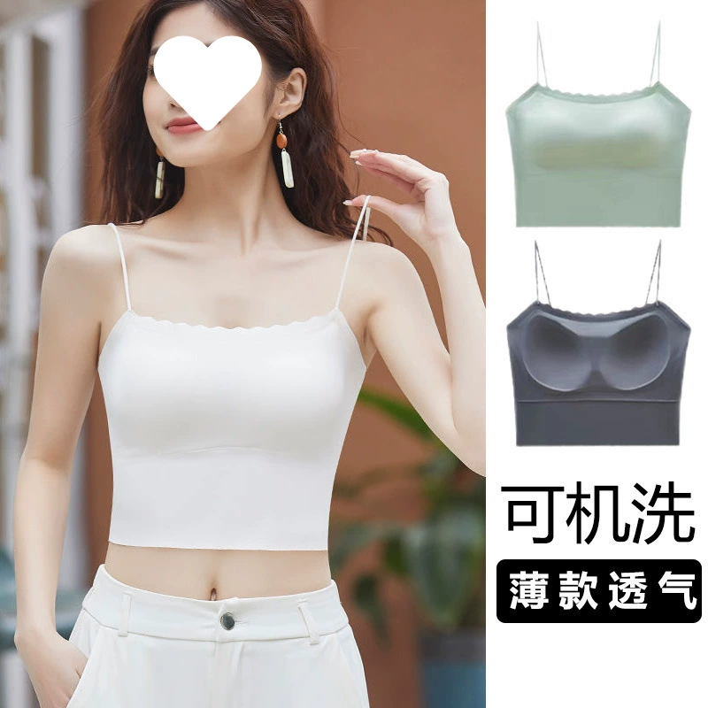 Летний сексуальный бесшовный красивый тонкий топ-жилет с подкладками для груди, пуш-ап, анти-провисание, тонкий топ-бюстгальтер для верхней одежды