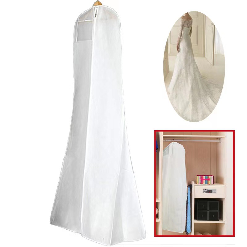Cubierta de polvo de vestido de boda gruesa de doble capa cubierta de polvo de vestido extendida ropa grande bolsa de polvo bolsa de almacenamiento colgante transparente