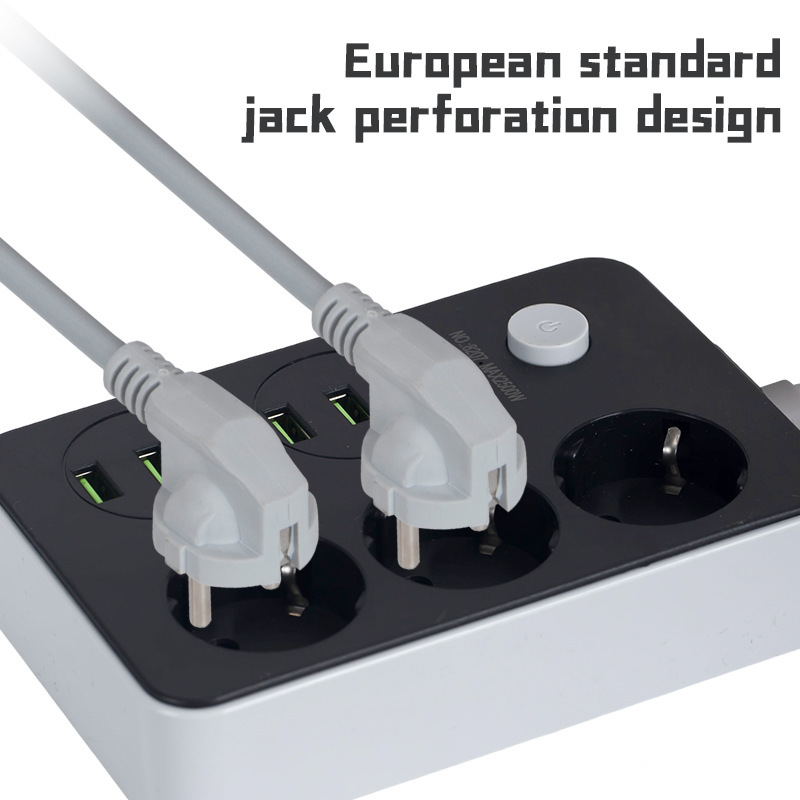 Placa de cableado estándar europeo de 2 metros multifuncional estándar alemán cableado USB enchufe europeo antideslizante suministro transfronterizo