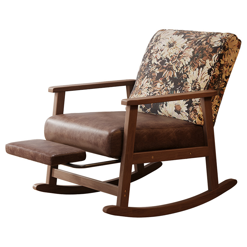 Silla de mecedora de madera maciza, silla de descanso para adultos, silla de almuerzo para balcón, sala de estar casera, perezosa