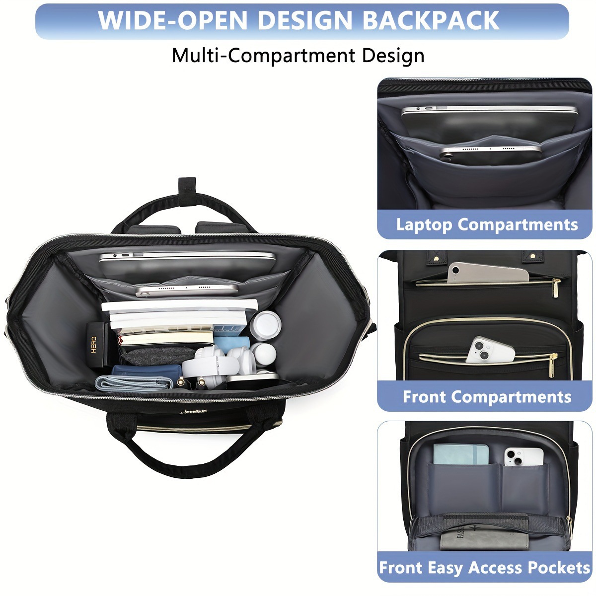 Mochila para portátil para mujer, bolso de viaje profesional de 15,6 pulgadas