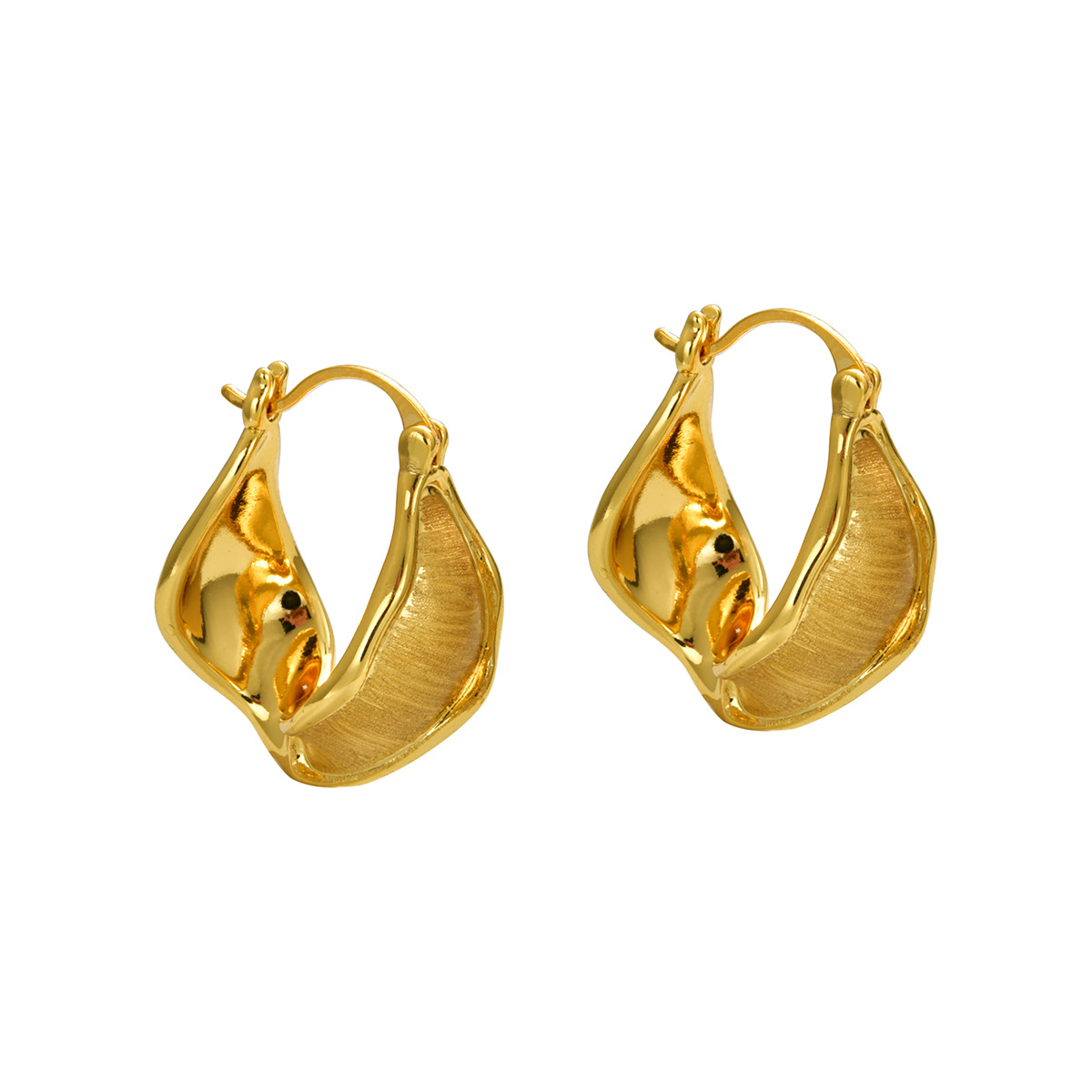 Brushed U-shaped Twisted Clip Earrings Minimalist Light Luxury_voghion.com