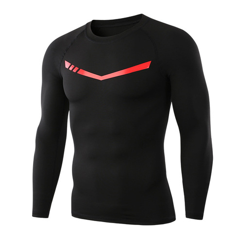 Cross-border PRO sports quick-drying fitness clothes for men, autumn and winter basketball morning running long-sleeved high-elastic tight yoga training clothes
