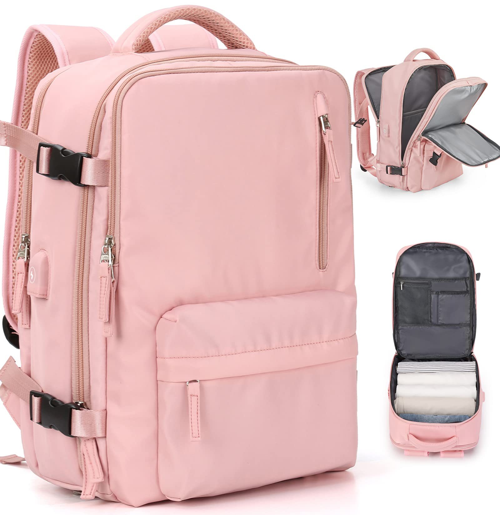 1875g Weight Nylon Lining Material Zipper Closure Type Double Shoulder Straps Strap Type Functional Backpack Bags Type Travel, Daily Occasion Nylon Material Women's Backpack Backpack Solid Color Pattern All Seasons Season Unisex Gender Streetwear Style Square Shape Solid Color Travel Daily Women's Backpack 9