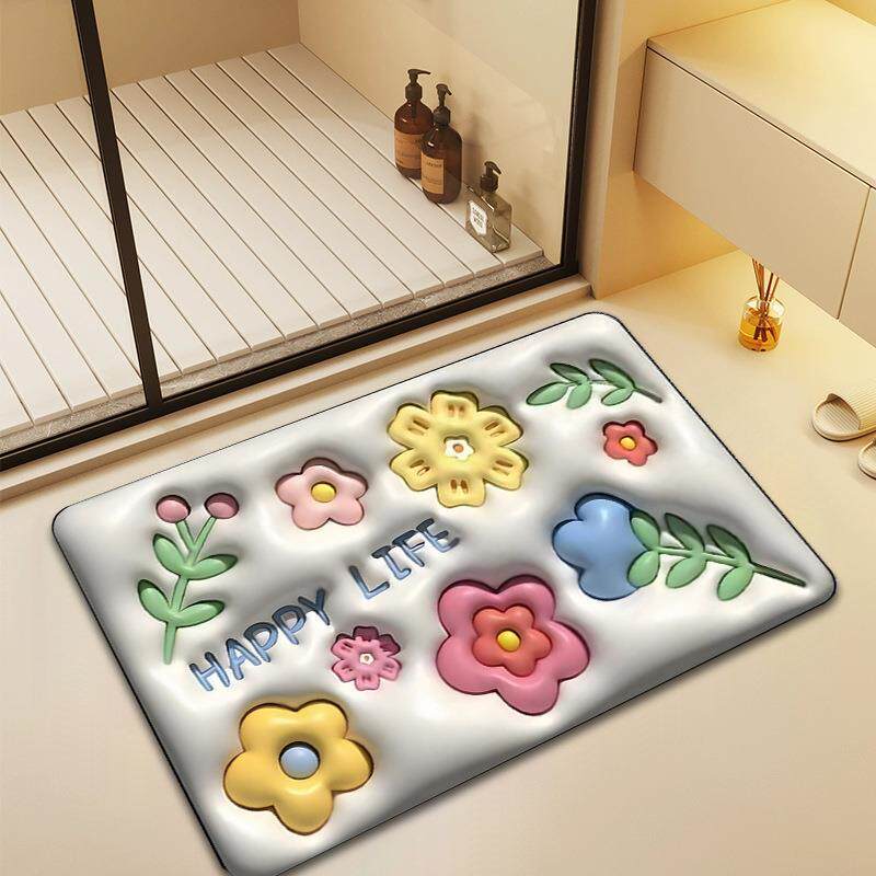 3d Illusion Bathroom Mat Super Absorbent Non Slip Chenille Rug_voghion.com