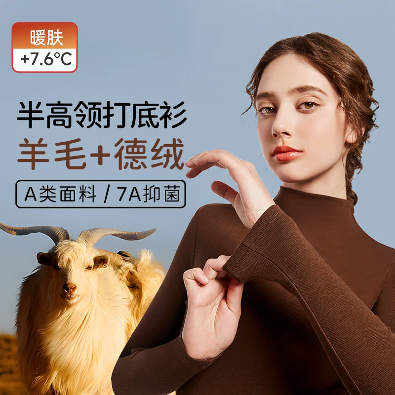 Шерстяная базовая рубашка со средним воротником для женщин, универсальный термотоп с длинными рукавами класса А, плотная флисовая подкладка.