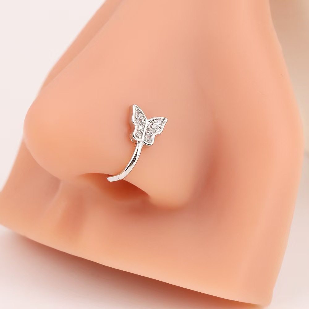 Piercing naso a u farfalla rétro con zirconi eleganti_voghion.com
