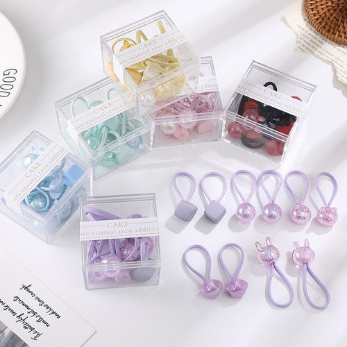 Boxed Korean girl's headband small rubber band baby cute candy color hair accessories high elastic hair rope children's hair band