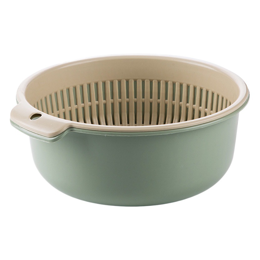 Thickened Double-Layer Draining Basket Kitchen Vegetable Washing Basin Fruit Basket Round Two-Layer Wholesale Storage Draining Tool